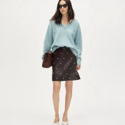 Brushed cashmere relaxed V-neck sweater