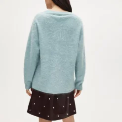 Brushed cashmere relaxed V-neck sweater