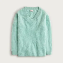Brushed cashmere relaxed V-neck sweater