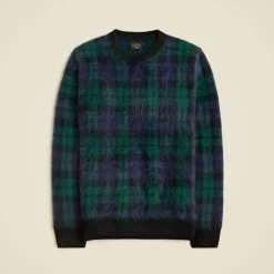 Brushed cashmere sweater in Black Watch tartan