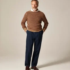 Brushed wool boatneck sweater in stripe