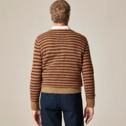 Brushed wool boatneck sweater in stripe