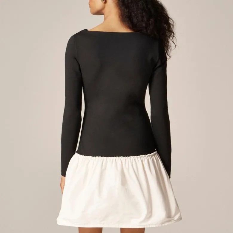 Bubble-hem colorblock mixy dress
