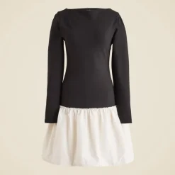 Bubble-hem colorblock mixy dress