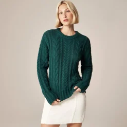 Cable-knit crewneck sweater