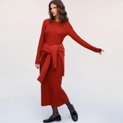 Cable-knit sweater-dress in merino wool