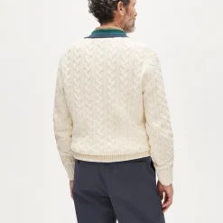 Cable-knit V-neck sweater in cotton