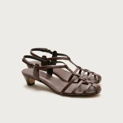 Cage-toe kitten heels in leather