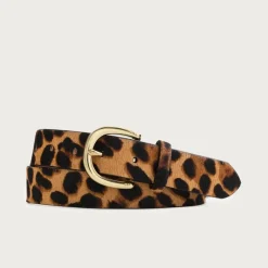 Calf hair belt in leopard