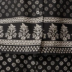 Camp-collar button-up shirt in block print
