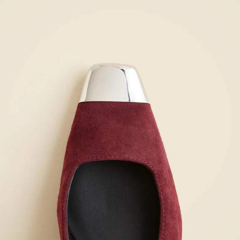 Cap toe slingback pumps in suede