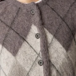 Cardigan in argyle wool blend