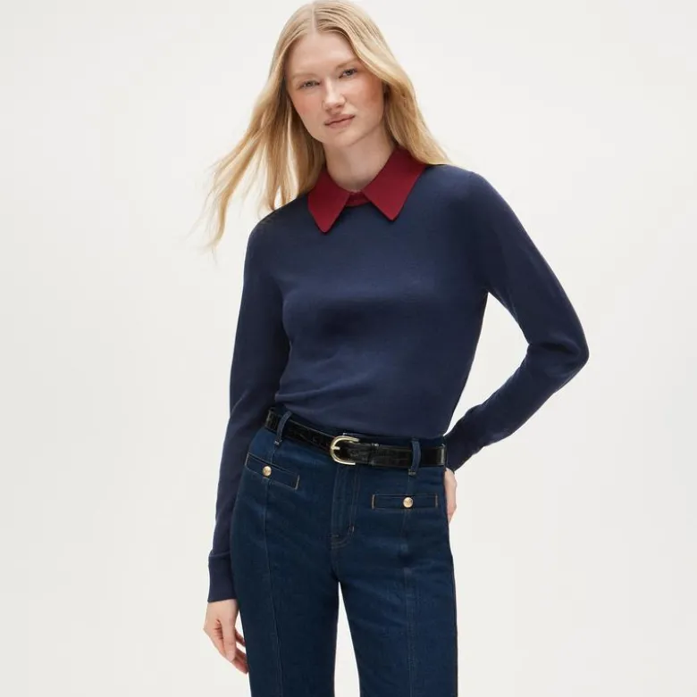 Carolyn collared sweater in merino wool