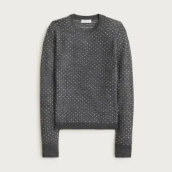 Carolyn fitted crewneck sweater in polka-dot merino wool