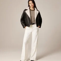 Carolyn fitted crewneck sweater in striped merino wool blend