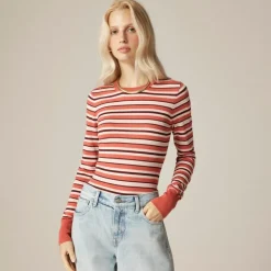 Carolyn fitted crewneck sweater in striped merino wool