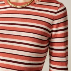 Carolyn fitted crewneck sweater in striped merino wool