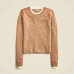 Carolyn layered crewneck sweater in merino wool