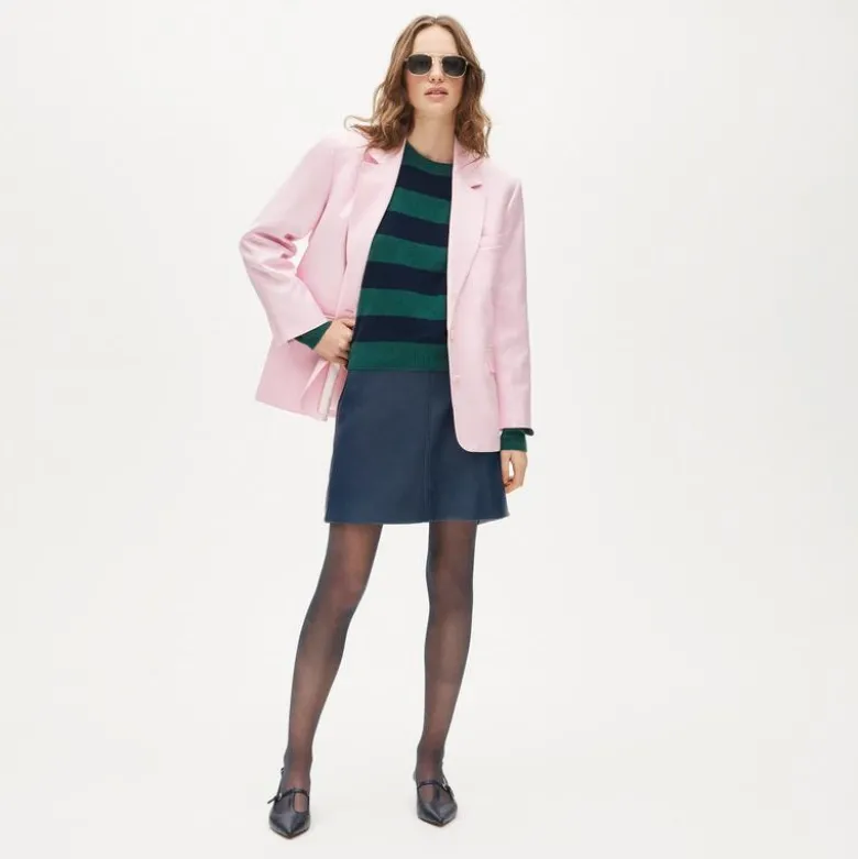 Cashmere blouson-sleeve sweater in stripe