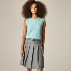 Cashmere cable-knit sweater shell with contrast trim