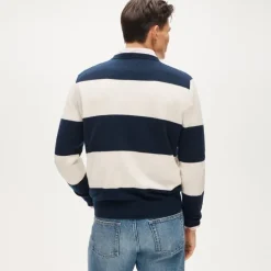 Cashmere crewneck sweater in rugby stripe