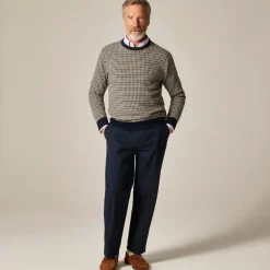 Cashmere crewneck sweater in houndstooth