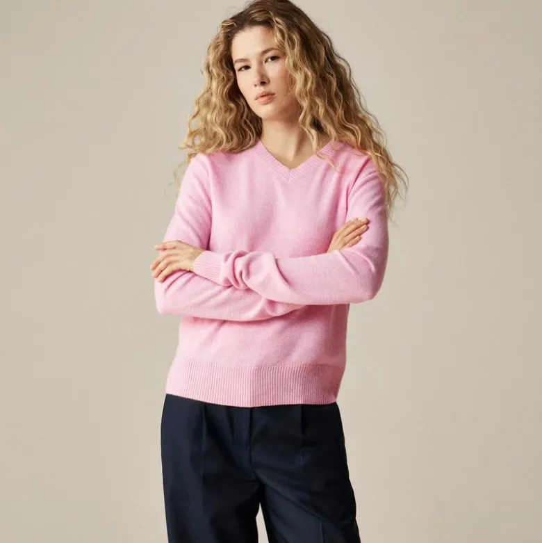 Cashmere high V-neck sweater
