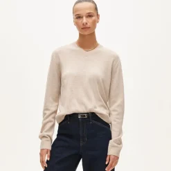 Cashmere high V-neck sweater