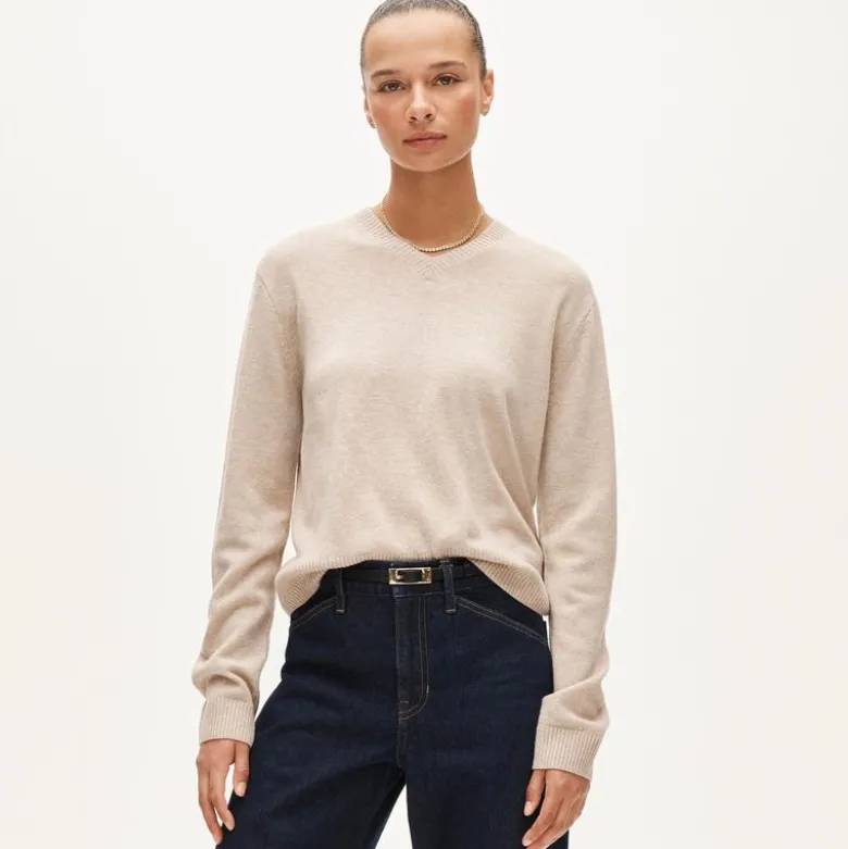 Cashmere high V-neck sweater