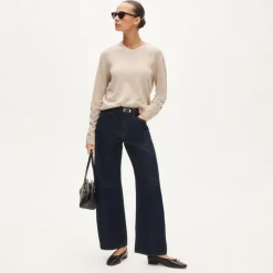 Cashmere high V-neck sweater