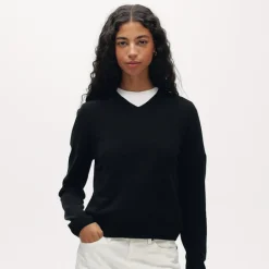 Cashmere high V-neck sweater