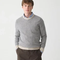 Cashmere jacquard crewneck sweater