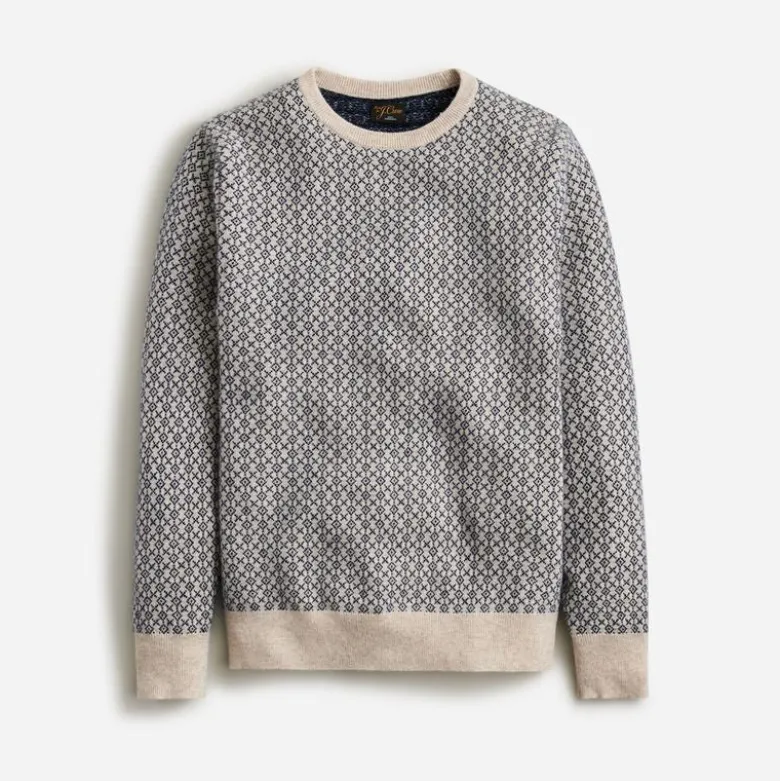 Cashmere jacquard crewneck sweater