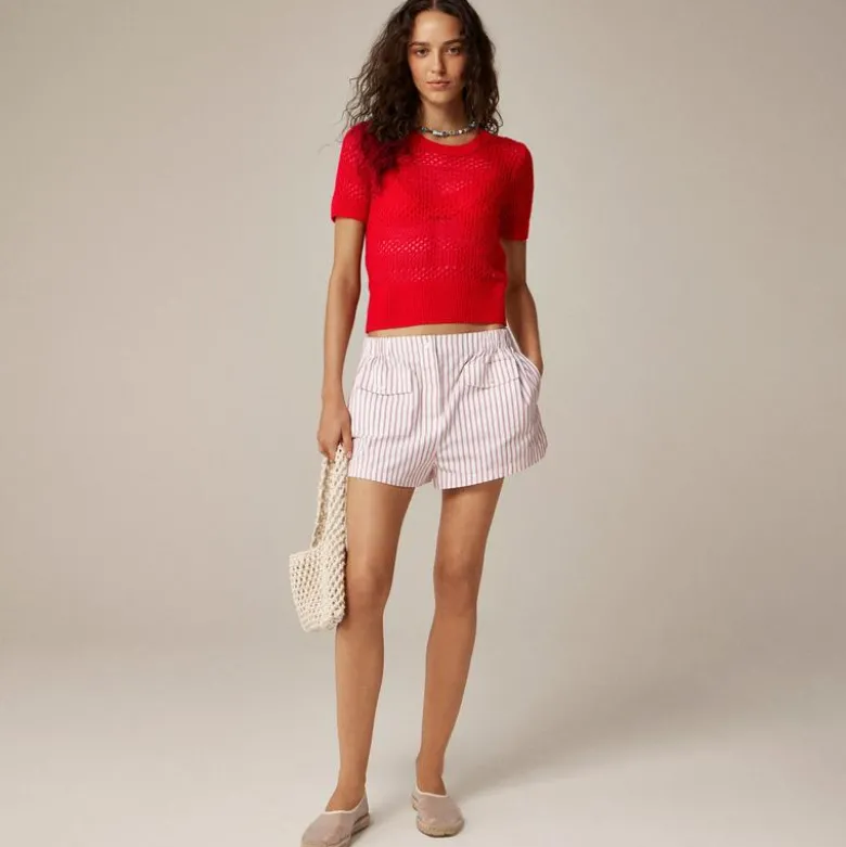 Cashmere pointelle short-sleeve T-shirt