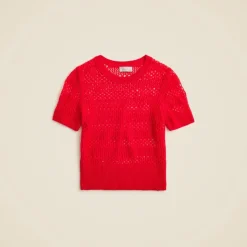 Cashmere pointelle short-sleeve T-shirt