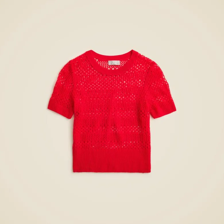 Cashmere pointelle short-sleeve T-shirt