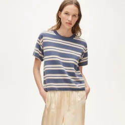Cashmere relaxed T-shirt in stripe