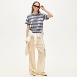 Cashmere relaxed T-shirt in stripe
