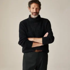 Cashmere ribbed turtleneck sweater with marled yarns