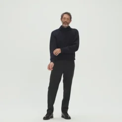 Cashmere ribbed turtleneck sweater with marled yarns