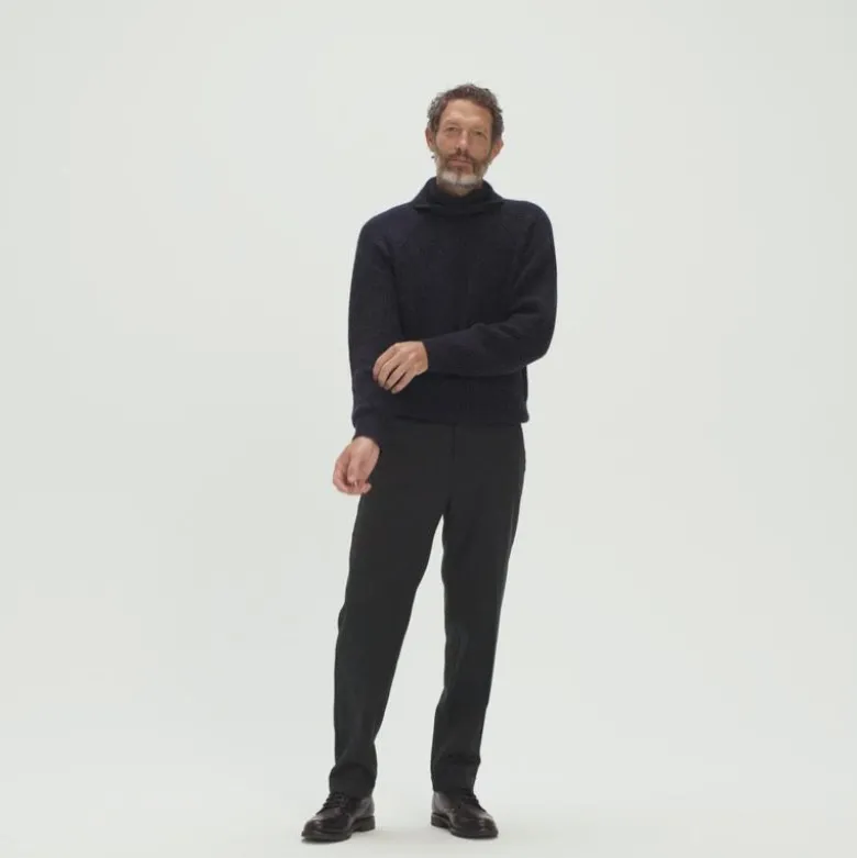 Cashmere ribbed turtleneck sweater with marled yarns