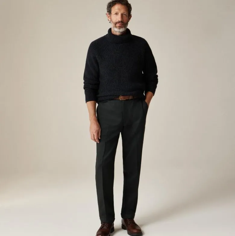 Cashmere ribbed turtleneck sweater with marled yarns