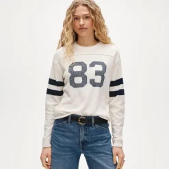 Cashmere rugby crewneck sweater