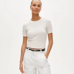 Cashmere shrunken T-shirt