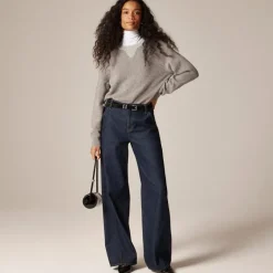 Cashmere waffle-stitch crewneck sweatshirt