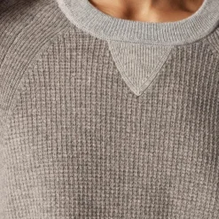Cashmere waffle-stitch crewneck sweatshirt
