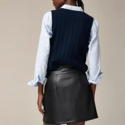 Center-pleat mini skirt in faux leather