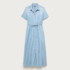 Cerise shirt-dress in chambray