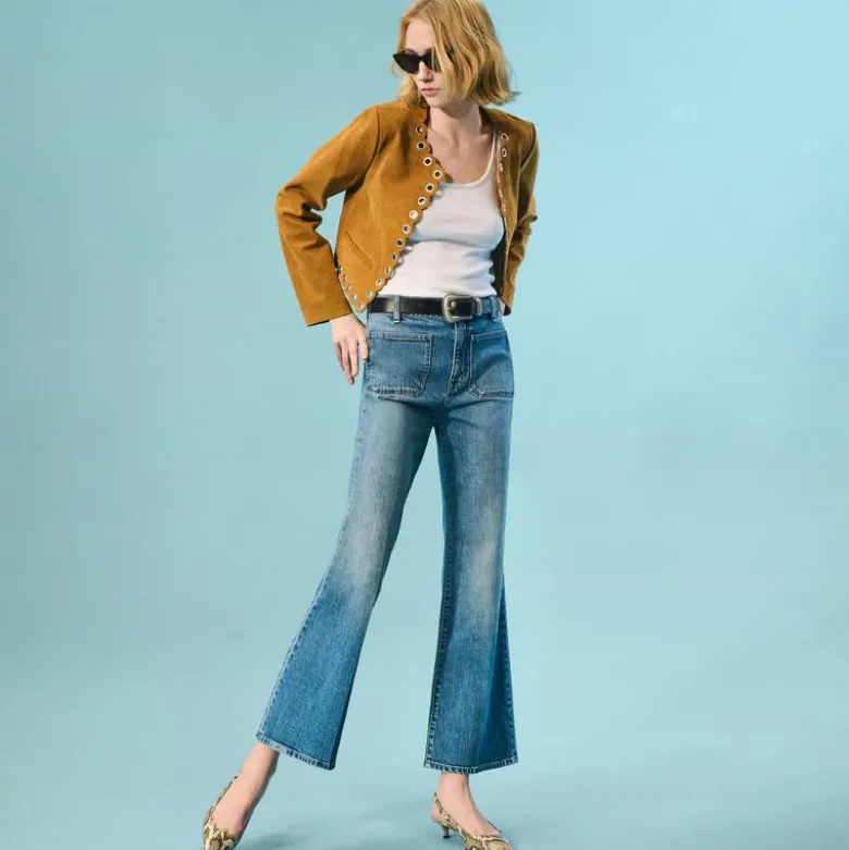 Charley kickout cropped jean in semi-stretch with patch pockets