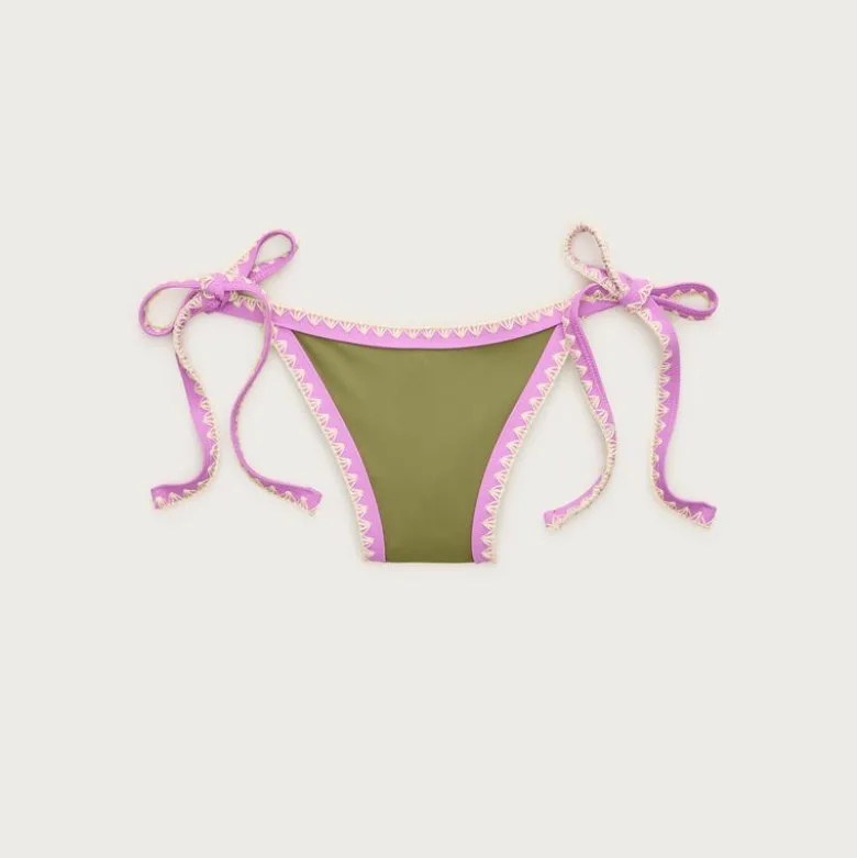 Cheeky crochet-trim string bikini bottom